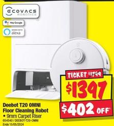 Ecovacs - Deebot T20 OMNI Floor Cleaning Robot offers at $1397 in JB Hi Fi