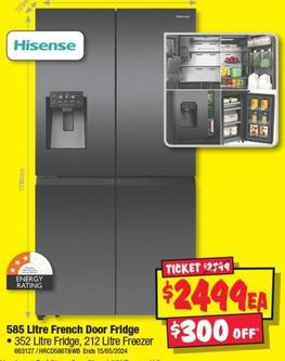 Hisense - 585 Litre French Door Fridge offers at $2499 in JB Hi Fi
