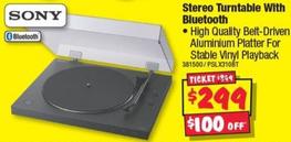 Sony - Stereo Turntable With Bluetooth offers at $299 in JB Hi Fi