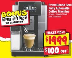 De Longhi - PrimaDonna Soul Fully Automatic Coffee Machine offers at $1999 in JB Hi Fi