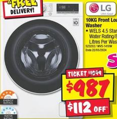 LG - 10KG Front Load Washer offers at $987 in JB Hi Fi