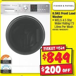 Fisher & Paykel - 8.5KG Front Load Washer offers at $849 in JB Hi Fi