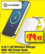 Alogic - 4-In-1 Lift Wireless Charger With 10k Power Bank offers at $79.95 in JB Hi Fi