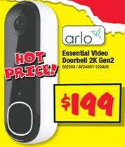 Arlo - Essential Video Doorbell 2K Gen2 offers at $199 in JB Hi Fi