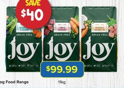 Joy - Premium Dog Food Range 11kg offers at $99.99 in PetO