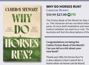 Why Do Horses Run? offers at $27.99 in Collings Booksellers