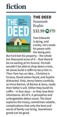The Deed - Susannah Begbie offers at $32.99 in Collings Booksellers