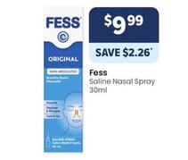 Fess - Saline Nasal Spray 30ml offers at $9.99 in Advantage Pharmacy