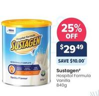 Sustagen - Hospital Formula Vanilla 840g offers at $29.49 in Advantage Pharmacy