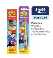 Piksters - Wiggles Strawberry Toothpaste 96g Or Toothbrush offers at $2.99 in Advantage Pharmacy