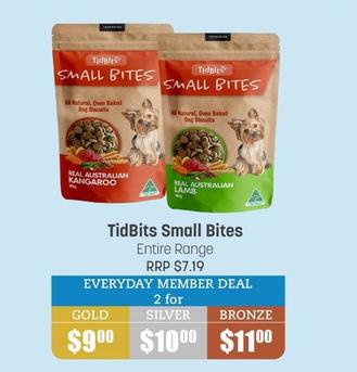 Tidbits - Small Bites Entire Range offers at $9 in Pets Domain
