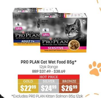 Purina - Pro Plan Cat Wet Food 85g 12pk Range offers at $22.99 in Pets Domain