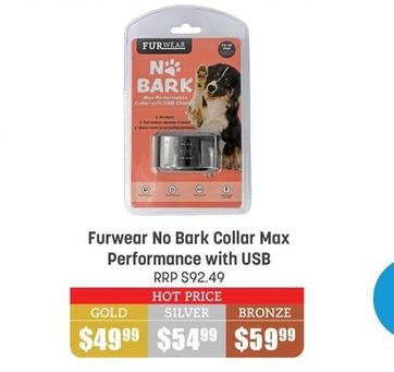 Furwear - No Bark Collar Max Performance With Usb offers at $49.99 in Pets Domain