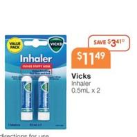 Vicks - Inhaler 0.5ml X 2 offers at $11.49 in Soul Pattinson Chemist
