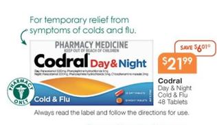 Codral - Day & Night Cold & Flu 48 Tablets offers at $21.99 in Soul Pattinson Chemist