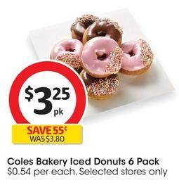 Coles - Bakery Iced Donuts 6 Pack offers at $3.25 in Coles