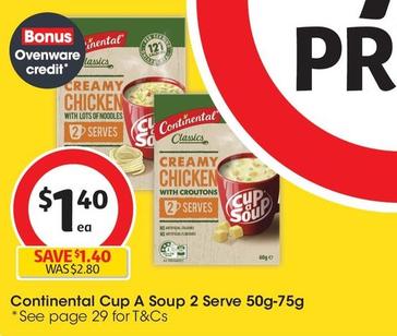 Continental - Cup A Soup 2 Serve 50g-75g offers at $1.4 in Coles