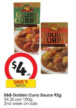S&b - Golden Curry Sauce 92g offers at $4 in Coles