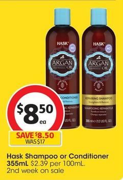 Hask - Shampoo 355mL offers at $8.5 in Coles
