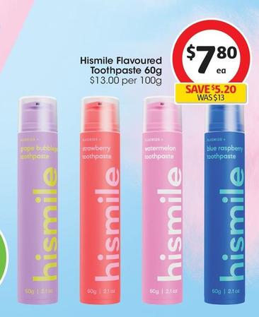Hismile - Flavoured Toothpaste 60g offers at $7.8 in Coles