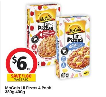 Mccain - Lil Pizzas 4 Pack 380g-400g offers at $6 in Coles