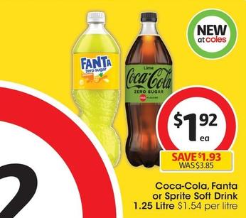 Coca Cola - Soft Drink 1.25 Litre offers at $1.92 in Coles