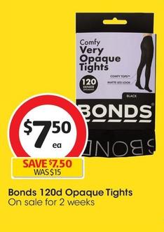 Bonds - 120d Opaque Tights offers at $7.5 in Coles