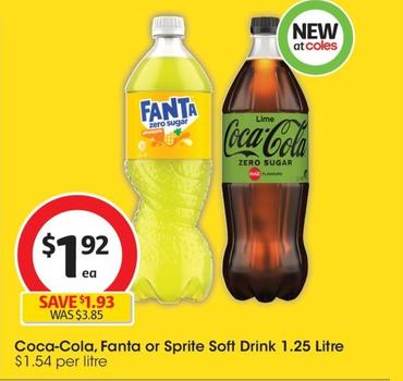 Coca Cola - Soft Drink 1.25 Litre offers at $2.06 in Coles