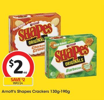 Arnott's - Shapes Crackers 130g-190g offers at $2.14 in Coles