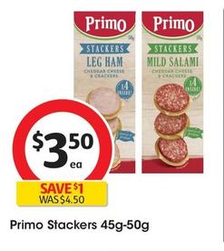 Primo - Stackers 45g-50g offers at $3.5 in Coles