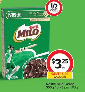 Nestlè - Milo Cereal 350g offers at $3.25 in Coles