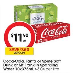 Coca Cola - Soft Drink 10x375ml offers at $11.4 in Coles