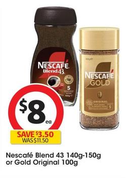 Nescafe - Blend 43 140g-150g offers at $8 in Coles