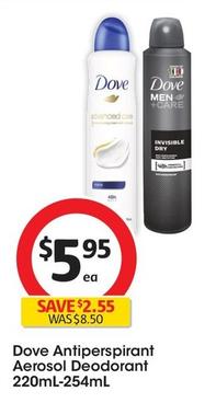 Dove - Antiperspirant Aerosol Deodorant 220mL-254mL offers at $5.95 in Coles