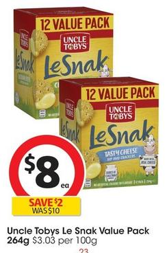 Uncle Tobys - Le Snak Value Pack 264g offers at $8 in Coles