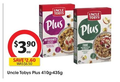 Uncle Tobys - Plus 410g-435g offers at $3.9 in Coles