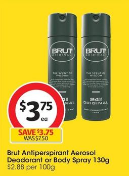 Brut - Antiperspirant Aerosol Deodorant 130g offers at $3.75 in Coles