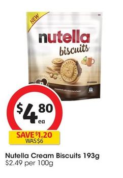 Nutella - Cream Biscuits 193g offers at $4.8 in Coles