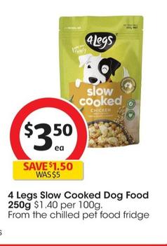 4 Legs - Slow Cooked Dog Food 250g offers at $3.5 in Coles