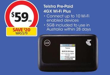 Telstra - Pre-paid 4gx Wi-fi Plus offers at $59 in Coles