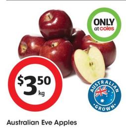Australian Eve Apples offers at $3.5 in Coles