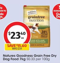 Natures Goodness - Grain Free Dry Dog Food 7kg offers at $23.4 in Coles