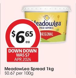 Meadowlea - Spread 1kg offers at $6.65 in Coles