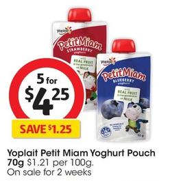 Yoplait - Petit Miam Yoghurt Pouch 70g offers at $4.25 in Coles