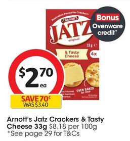Arnott's - Jatz Crackers & Tasty Cheese 33g offers at $2.7 in Coles
