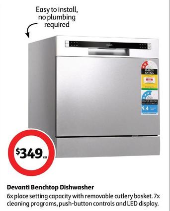 Devanti - Benchtop Dishwasher offers at $349 in Coles