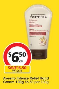 Aveeno - Intense Relief Hand Cream 100g offers at $6.5 in Coles