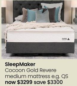 SleepMaker - Cocoon Gold Revere Medium Mattress offers at $3299 in Myer