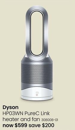 Dyson - HP03WN PureC Link Heater and Fan offers at $599 in Myer