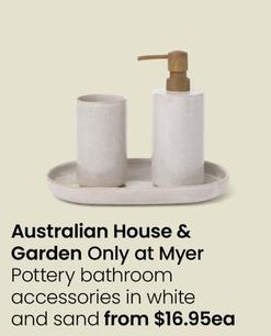 Australian House & Garden - Pottery Bathroom Accessories in White and Sand offers at $16.95 in Myer